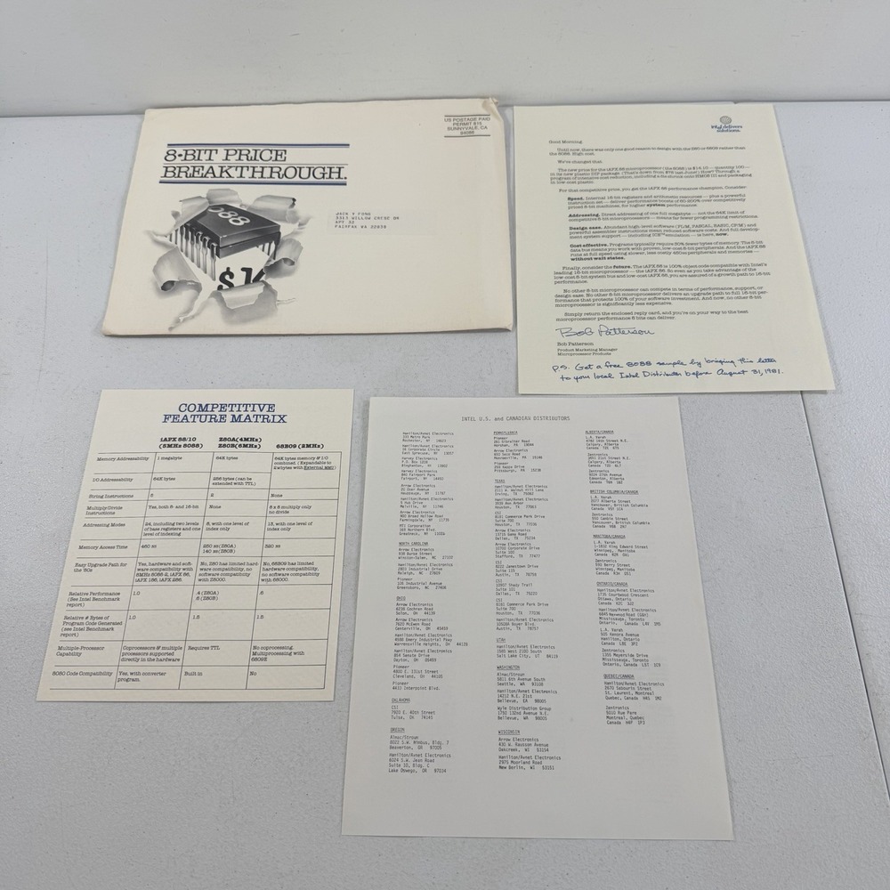 Vintage 1981‎ Intel 8 Bit Micro Processor iAPX 88 Information Advertisement